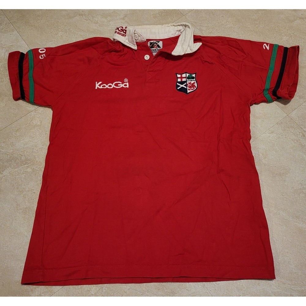 VTG Kooga 2005 New Zealand Red Rugby Polo T Shirt Jersey Size LB